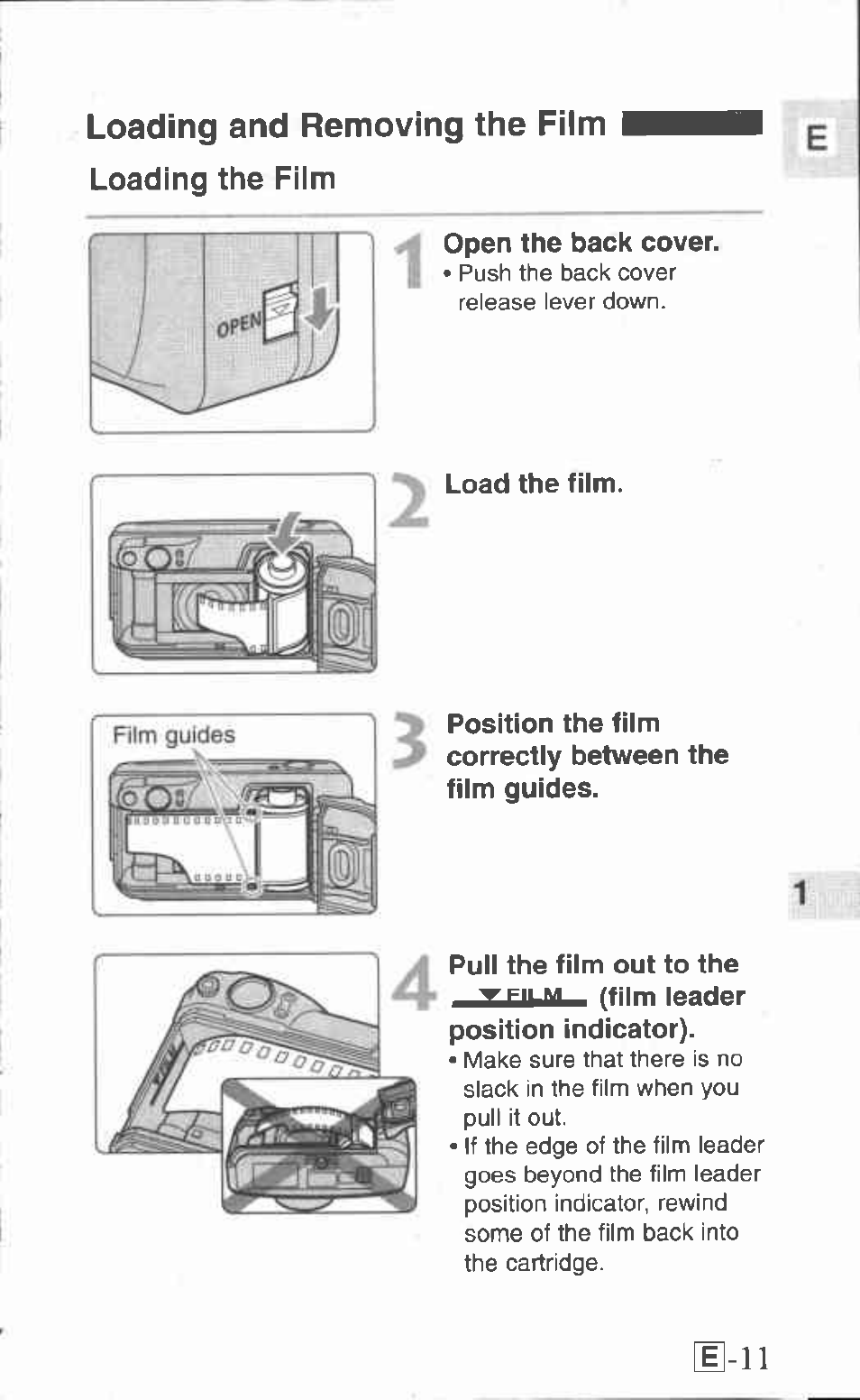 Loading and removing the film loading the film, U-ii, Loading and removing the film | Loading the film | Canon Z155 User Manual | Page 11 / 43