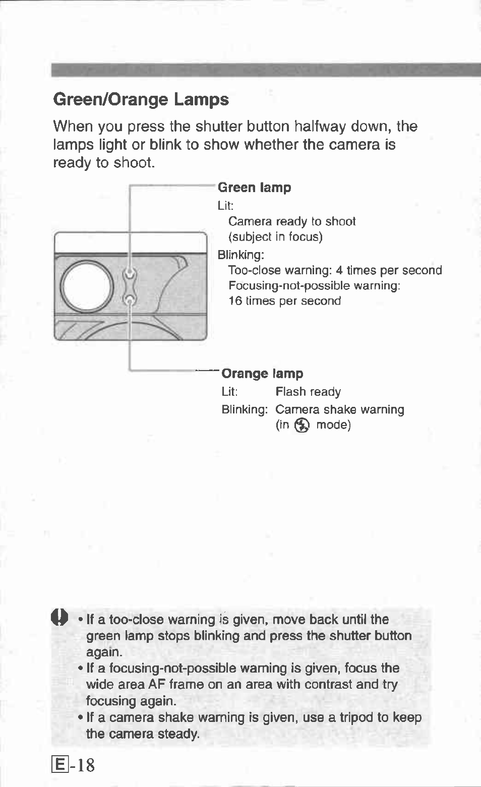 Green/orange lamps | Canon Z155 User Manual | Page 18 / 43