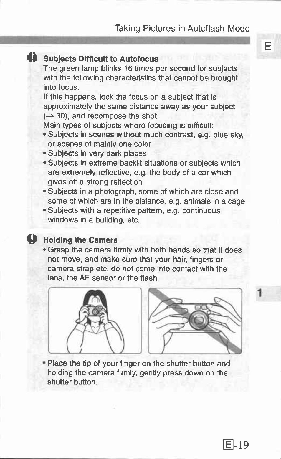 U-19, Taking pictures in autofiash mode | Canon Z155 User Manual | Page 19 / 43
