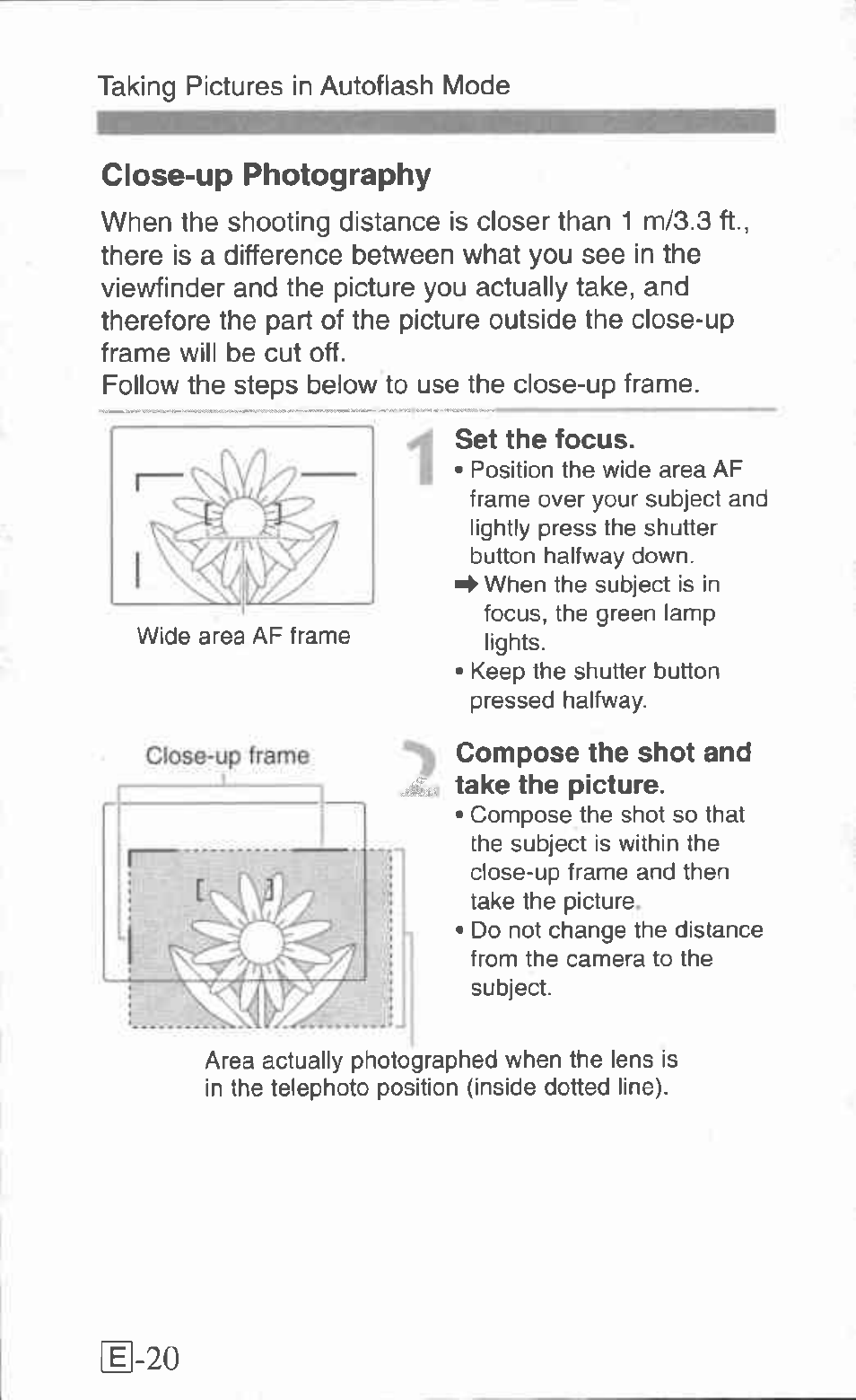 Close-up photography | Canon Z155 User Manual | Page 20 / 43