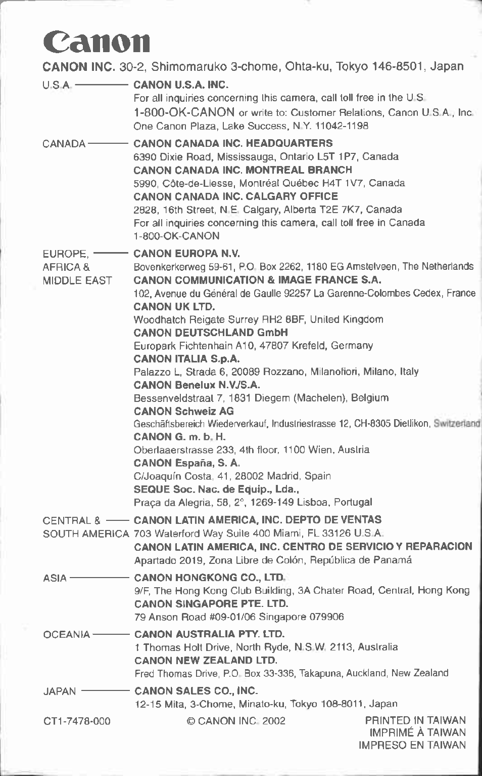 Canon | Canon Z155 User Manual | Page 43 / 43