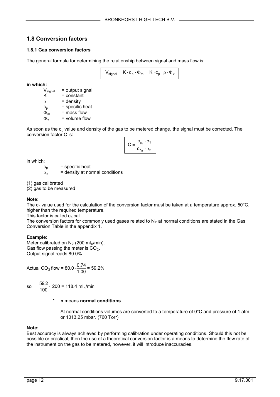 8 conversion factors | Bronkhorst Mass Flow User Manual | Page 12 / 27