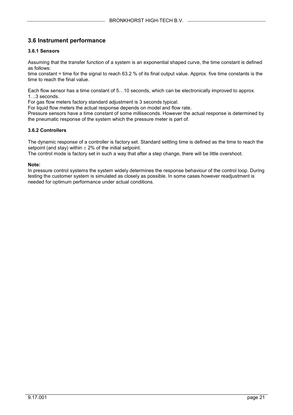 6 instrument performance | Bronkhorst Mass Flow User Manual | Page 21 / 27