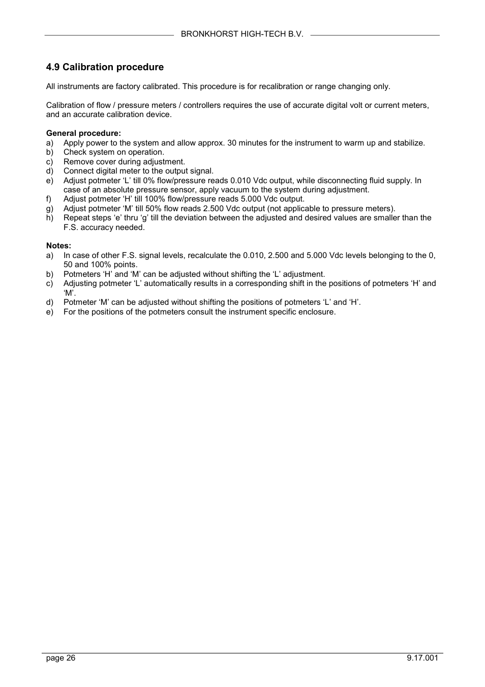 9 calibration procedure | Bronkhorst Mass Flow User Manual | Page 26 / 27