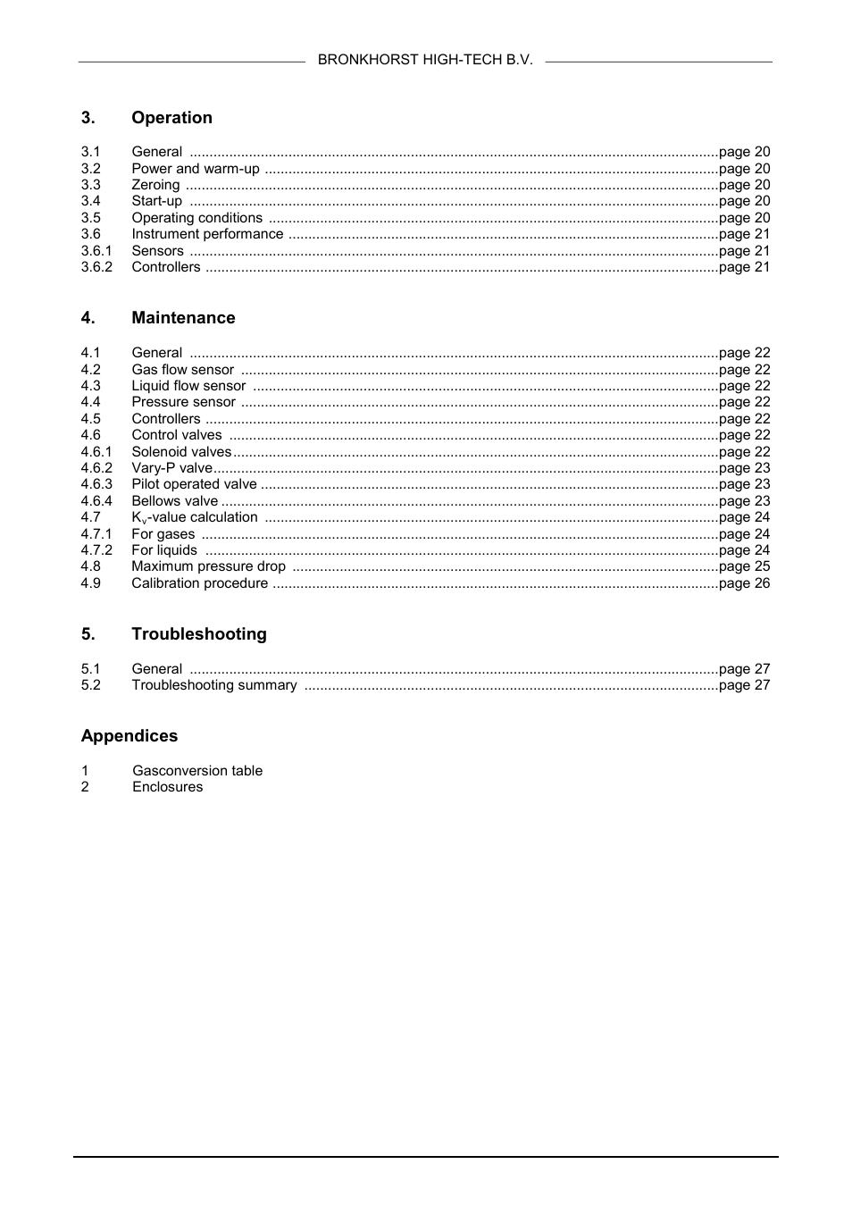 Operation, Maintenance, Troubleshooting | Appendices | Bronkhorst Mass Flow User Manual | Page 6 / 27