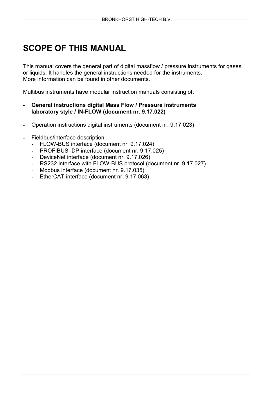 Scope of this manual | Bronkhorst IN-FLOW User Manual | Page 2 / 38