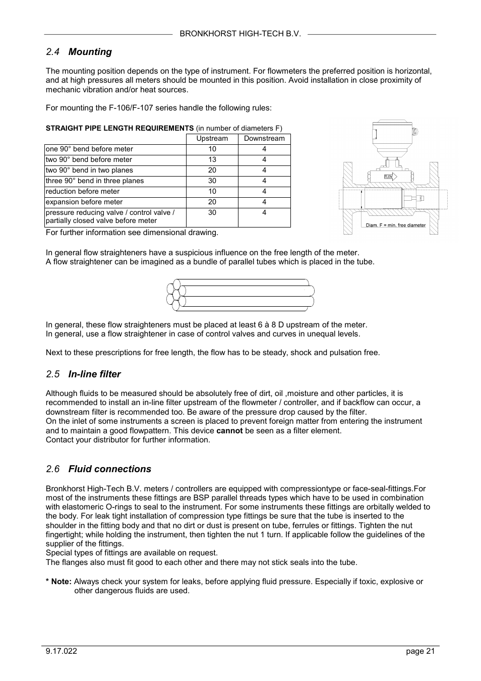 4 mounting, 5 in-line filter, 6 fluid connections | Bronkhorst IN-FLOW User Manual | Page 21 / 38