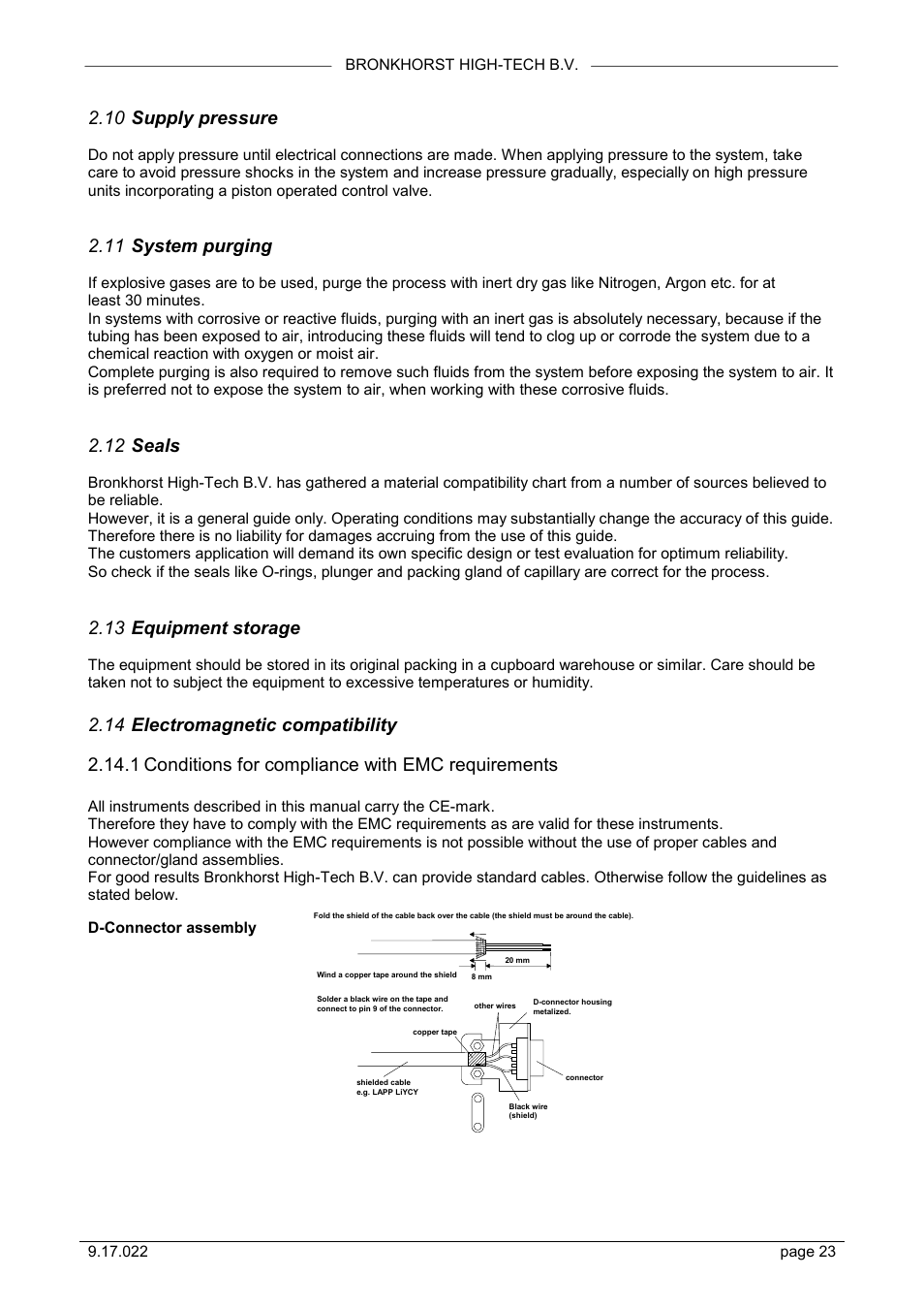 10 supply pressure, 11 system purging, 12 seals | 13 equipment storage | Bronkhorst IN-FLOW User Manual | Page 23 / 38