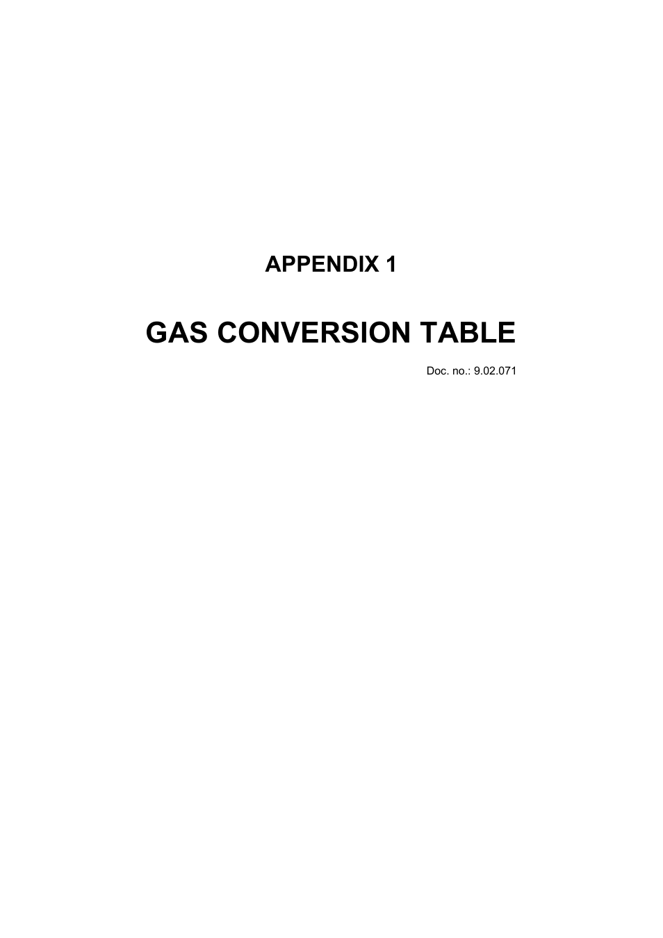 Gas conversion table, Appendix 1 | Bronkhorst IN-FLOW User Manual | Page 32 / 38