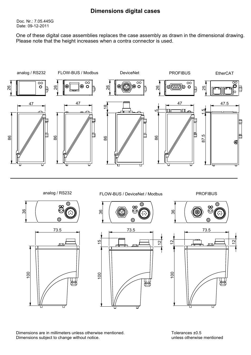 Dimensions digital cases | Bronkhorst IN-FLOW User Manual | Page 38 / 38