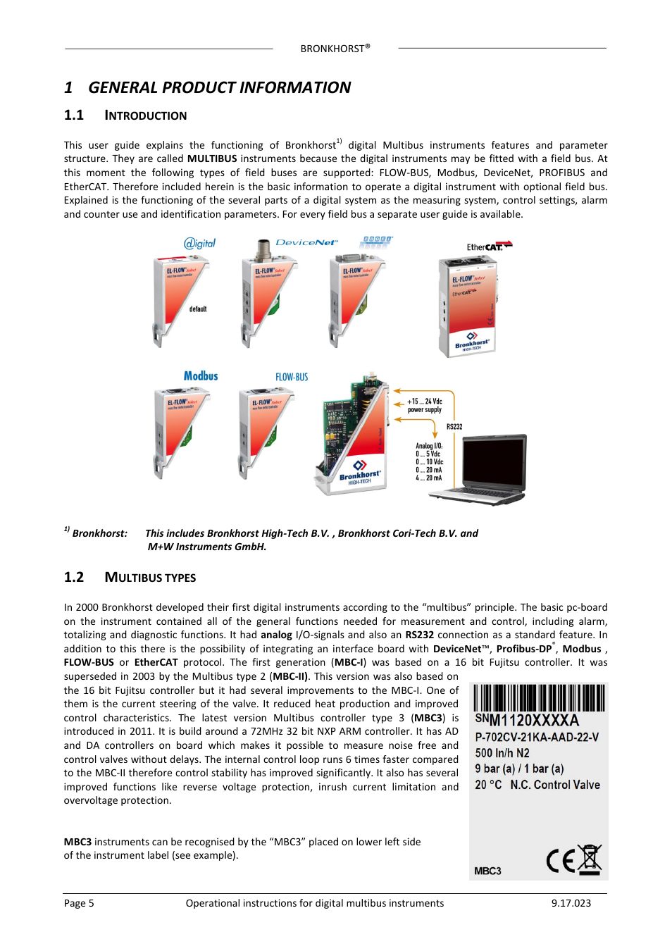 1 general product information | Bronkhorst Multibus User Manual | Page 5 / 50