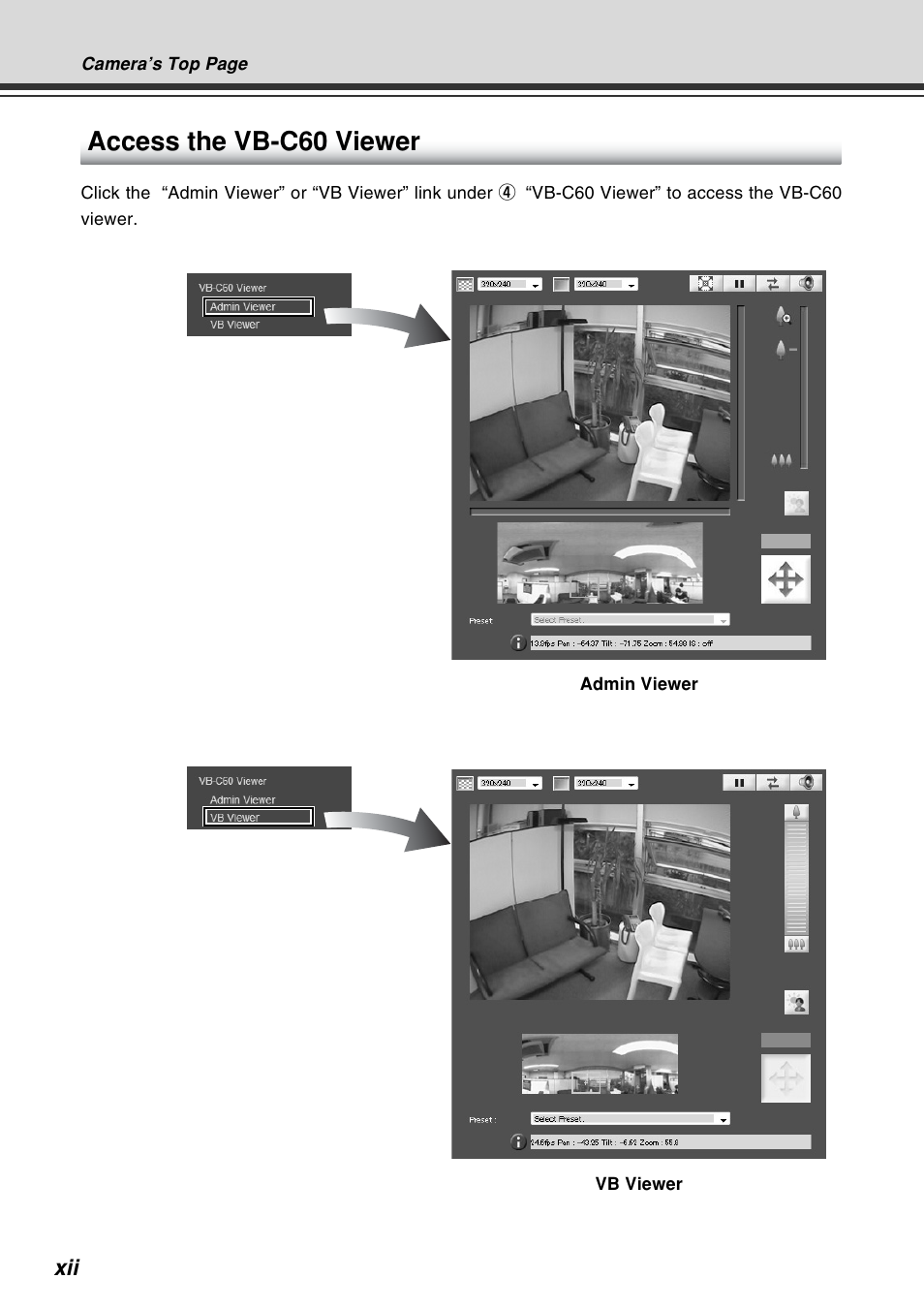 Access the vb-c60 viewer | Canon VB-C60B User Manual | Page 12 / 162