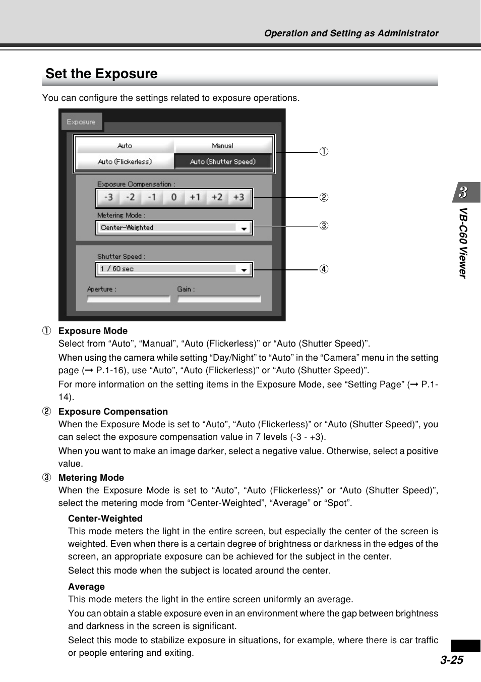 Set the exposure, Vb-c60 vie wer | Canon VB-C60B User Manual | Page 123 / 162
