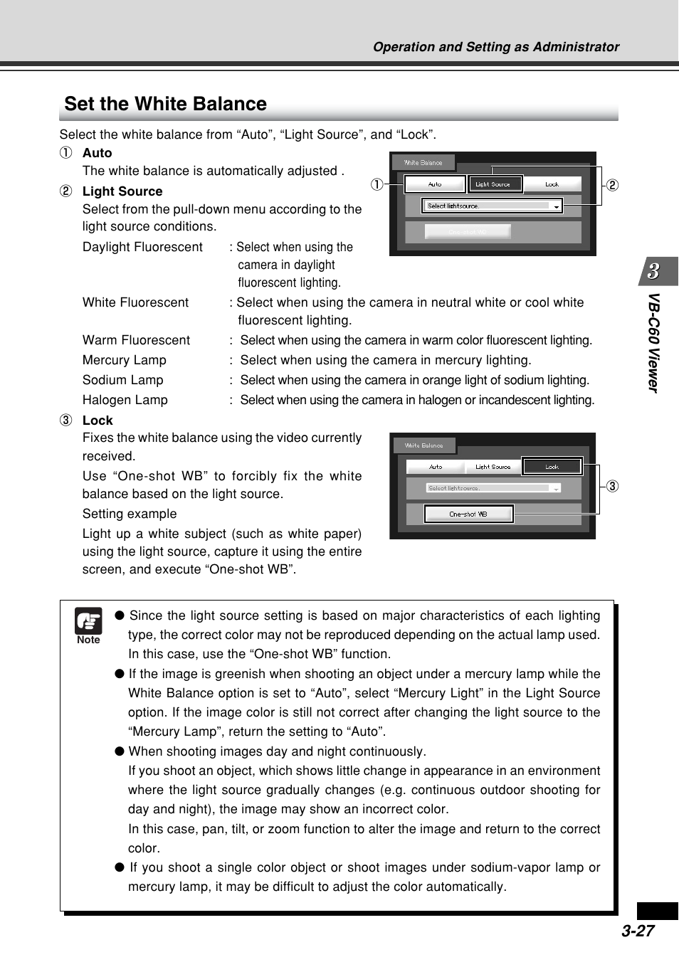 Set the white balance, Vb-c60 vie wer | Canon VB-C60B User Manual | Page 125 / 162