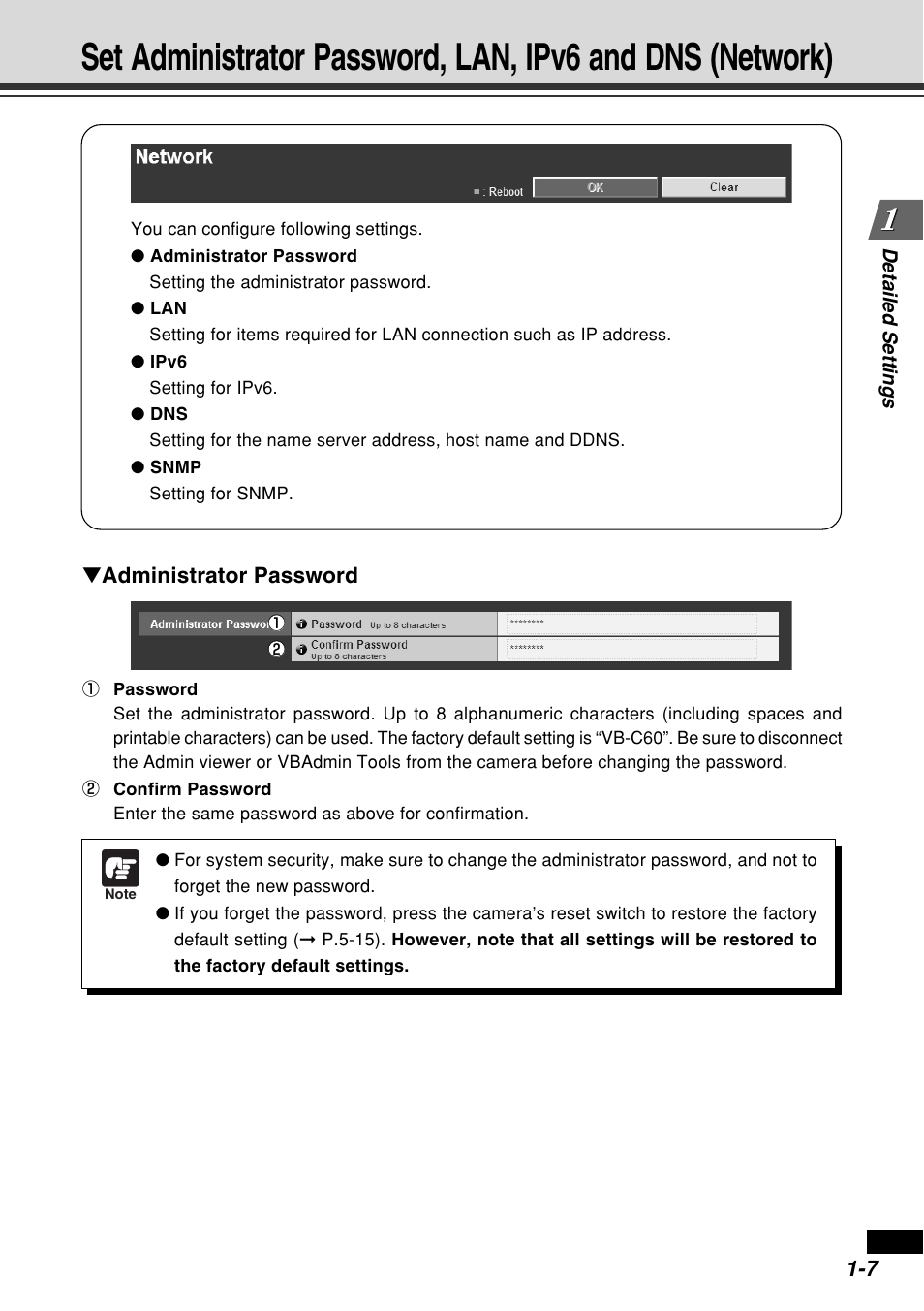 Administrator password | Canon VB-C60B User Manual | Page 21 / 162