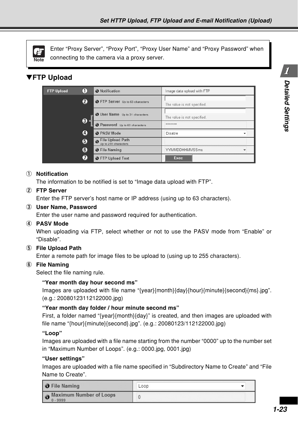 Ftp upload, Detailed settings | Canon VB-C60B User Manual | Page 37 / 162