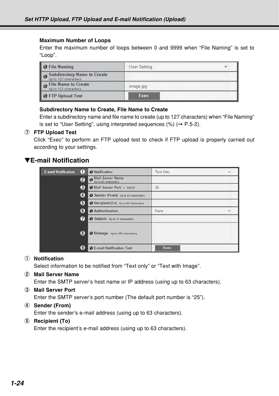 E-mail notification | Canon VB-C60B User Manual | Page 38 / 162