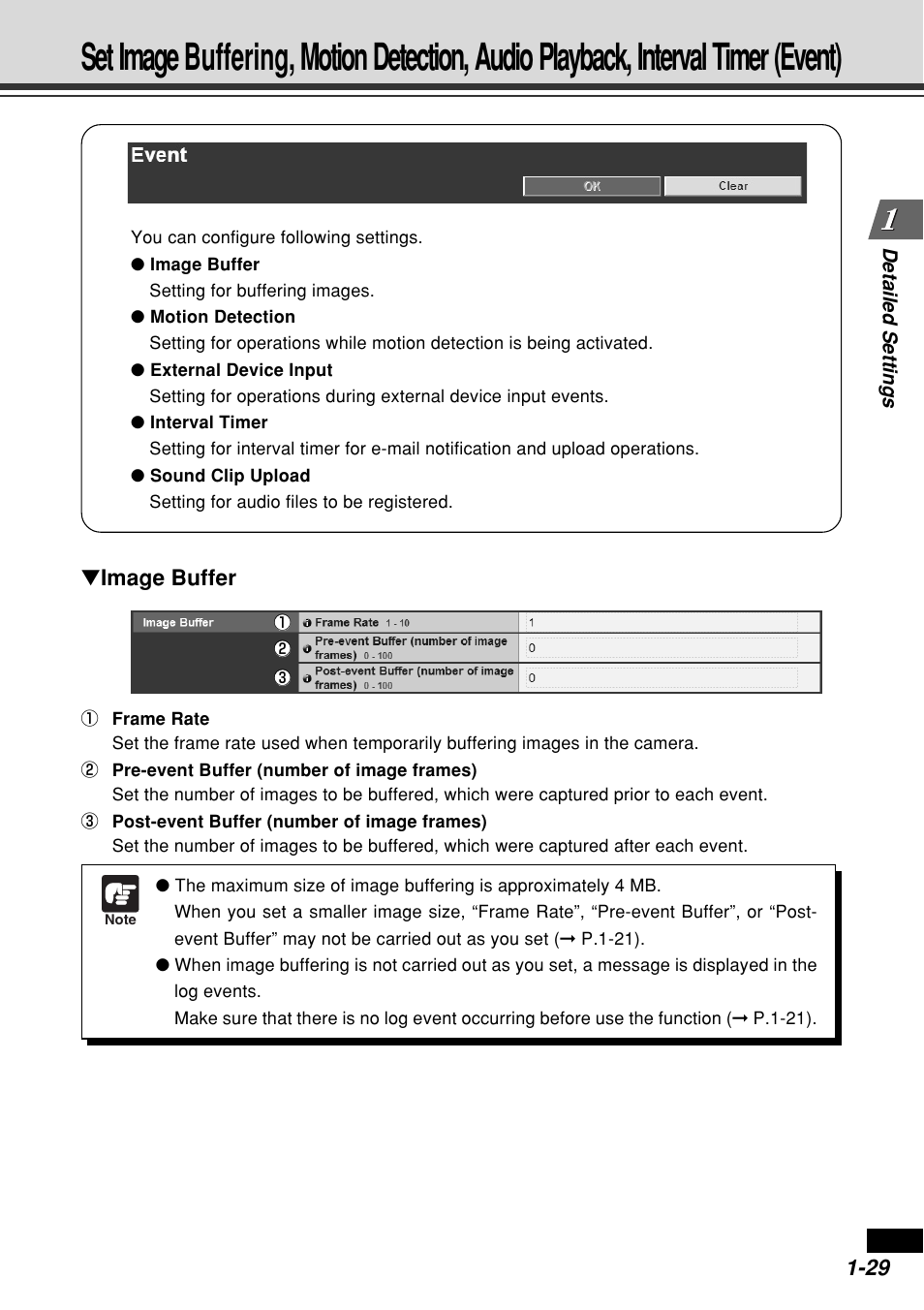 Image buffer, Detailed settings | Canon VB-C60B User Manual | Page 43 / 162