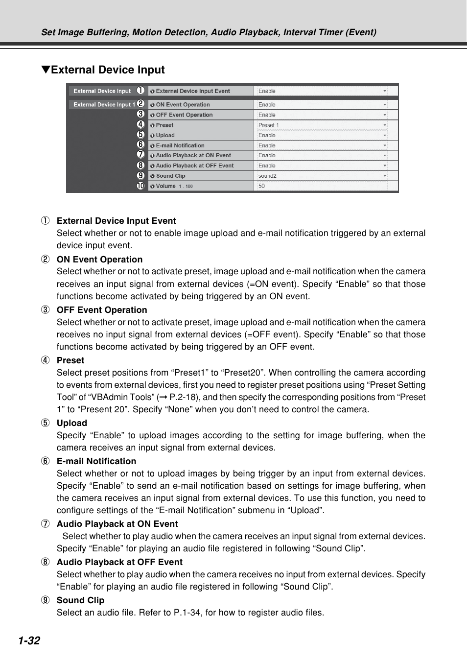 External device input | Canon VB-C60B User Manual | Page 46 / 162