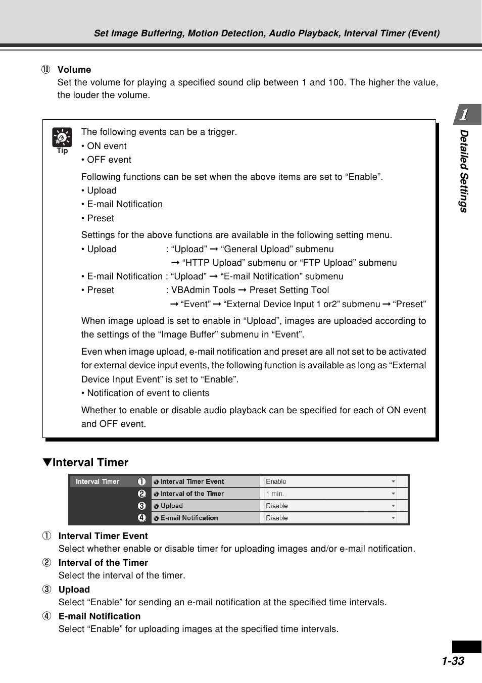 Interval timer, Detailed settings | Canon VB-C60B User Manual | Page 47 / 162