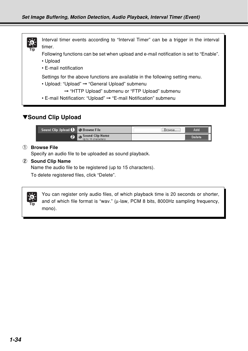 Sound clip upload | Canon VB-C60B User Manual | Page 48 / 162