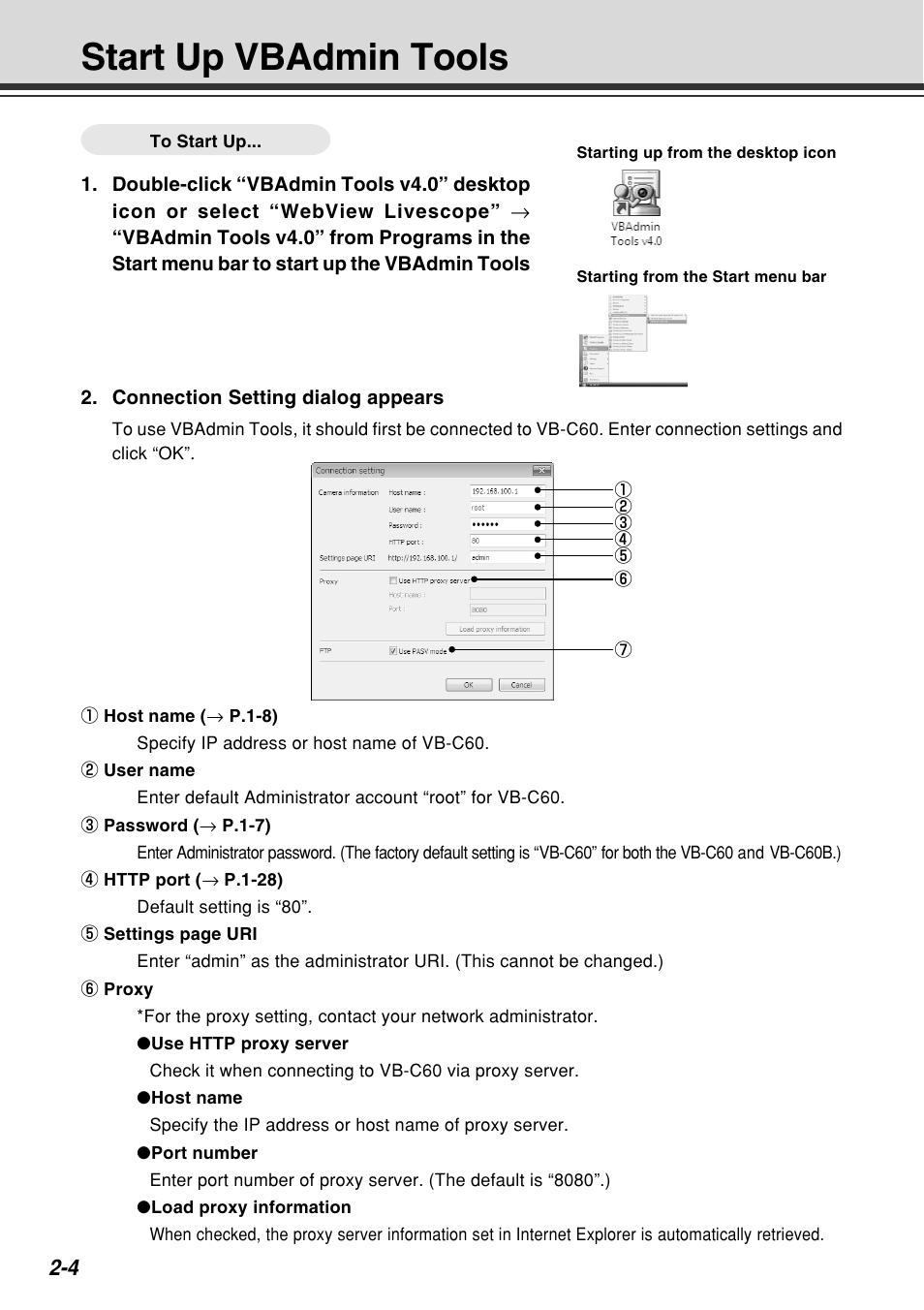 Start up vbadmin tools | Canon VB-C60B User Manual | Page 62 / 162