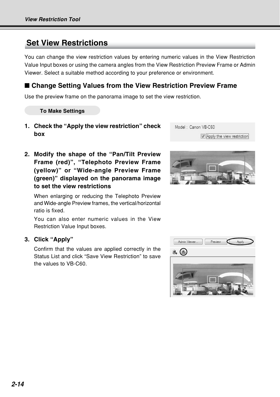 Set view restrictions | Canon VB-C60B User Manual | Page 72 / 162