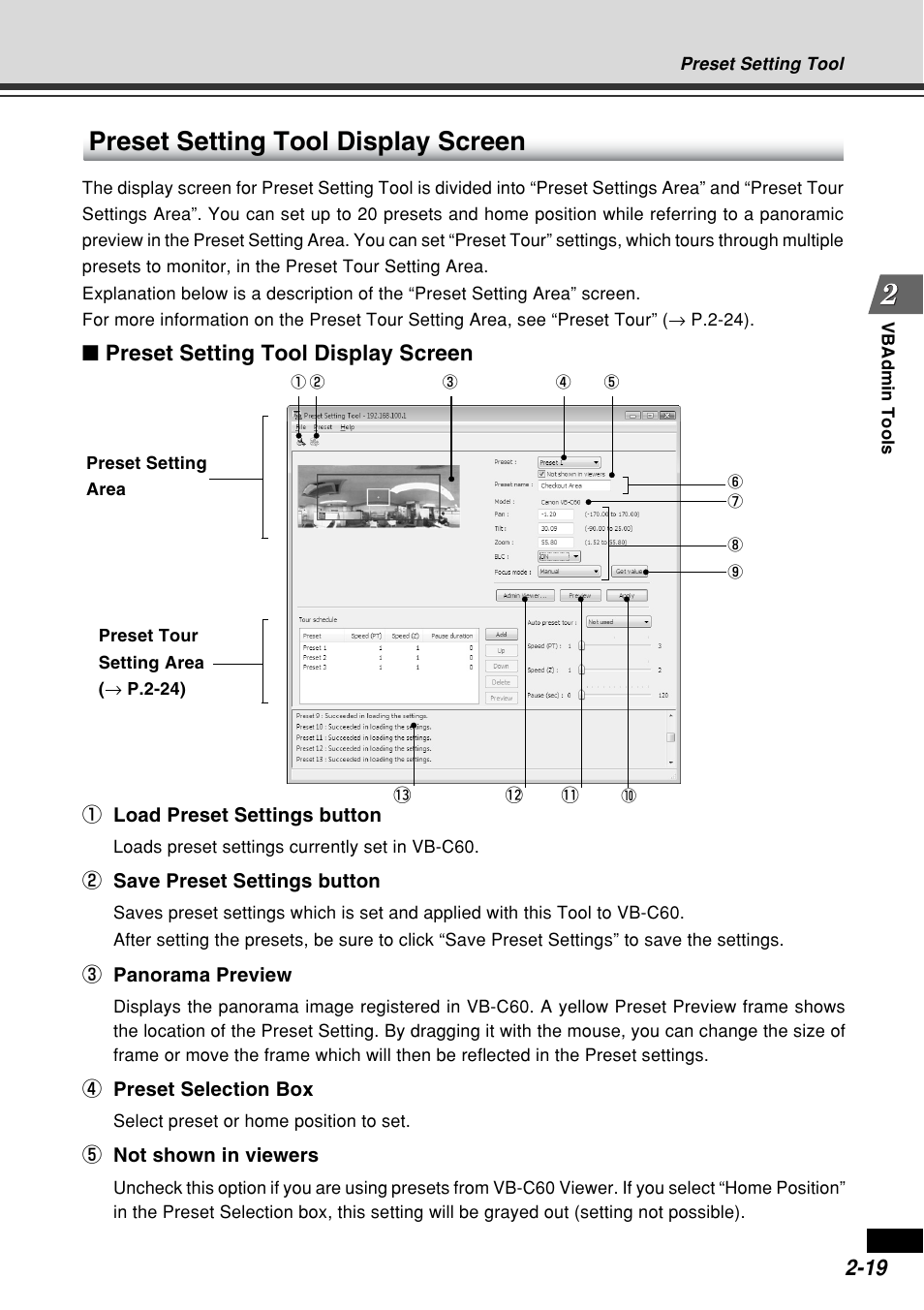 Preset setting tool display screen | Canon VB-C60B User Manual | Page 77 / 162