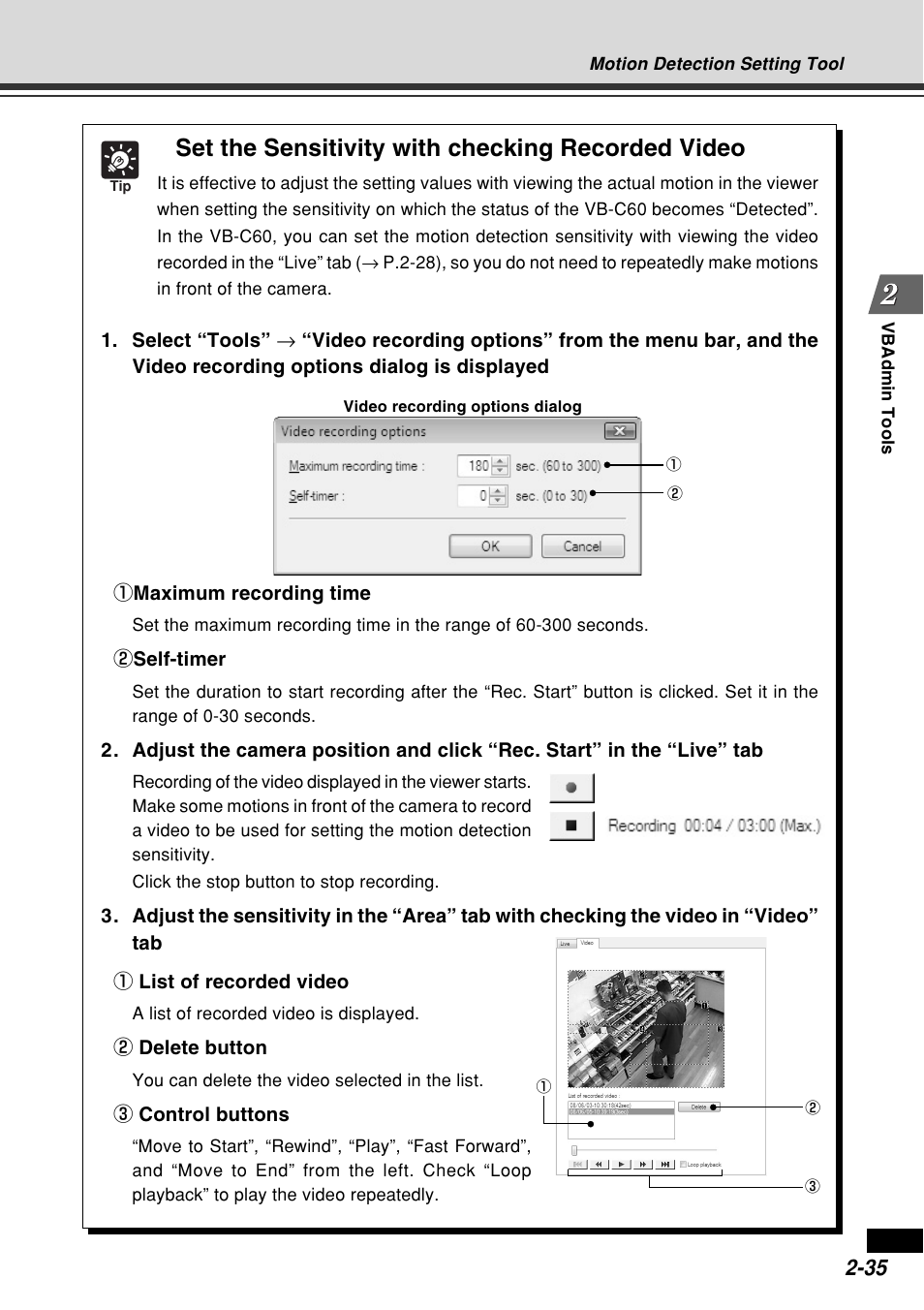 Set the sensitivity with checking recorded video | Canon VB-C60B User Manual | Page 93 / 162