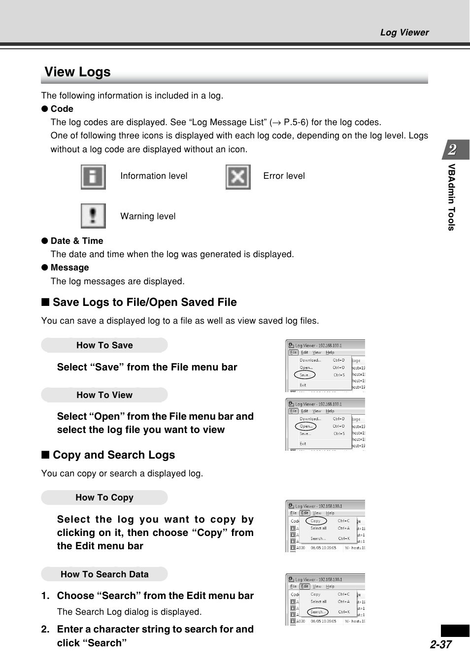 View logs | Canon VB-C60B User Manual | Page 95 / 162