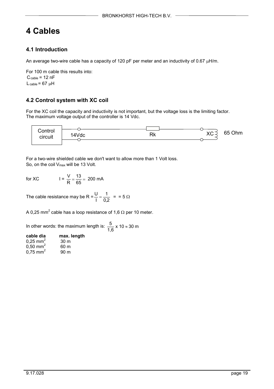 4 cables, 1 introduction, 2 control system with xc coil | Bronkhorst EX-FLOW Mass Flow User Manual | Page 19 / 33