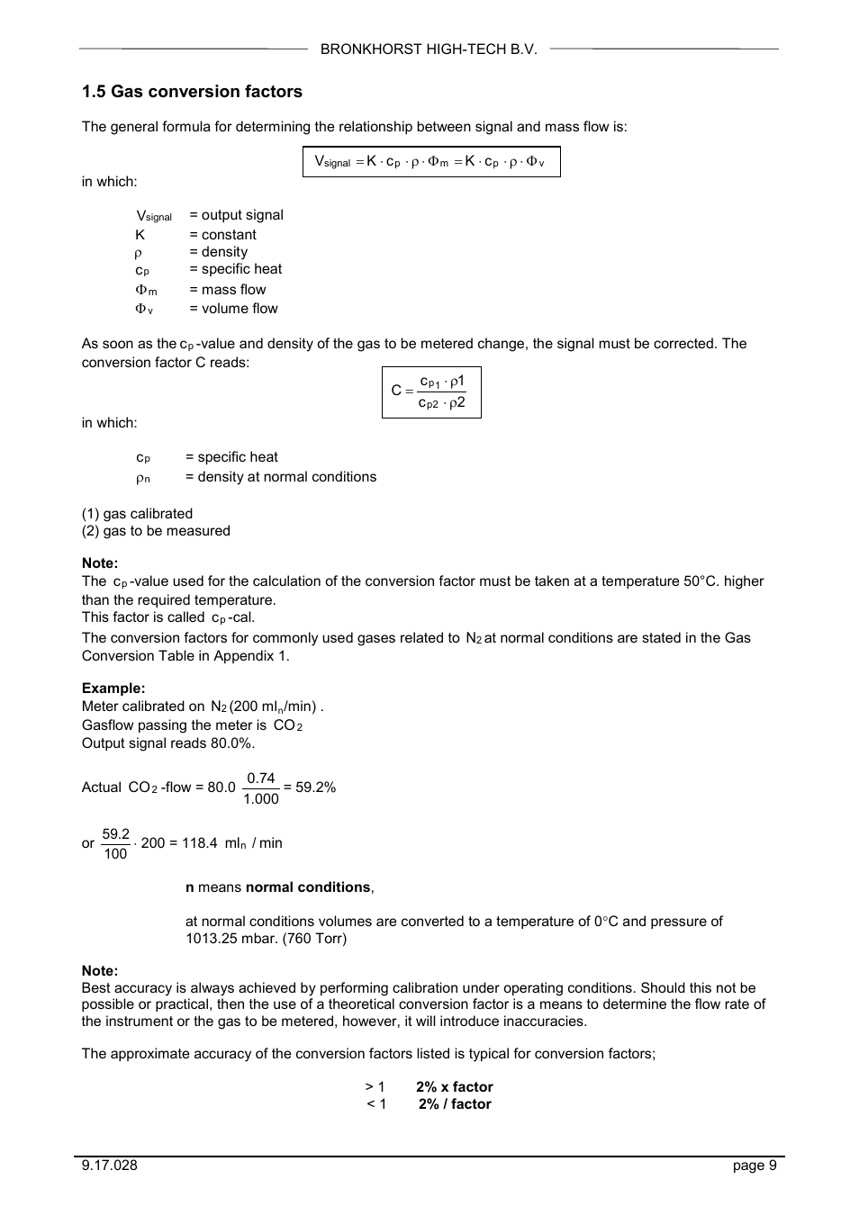 5 gas conversion factors | Bronkhorst EX-FLOW Mass Flow User Manual | Page 9 / 33