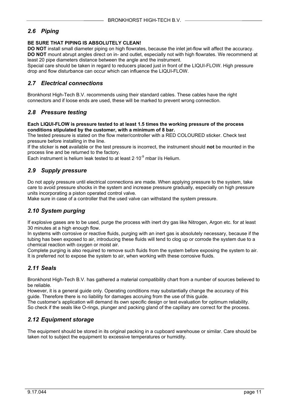 Bronkhorst LIQUI-FLOW L30 User Manual | Page 11 / 20