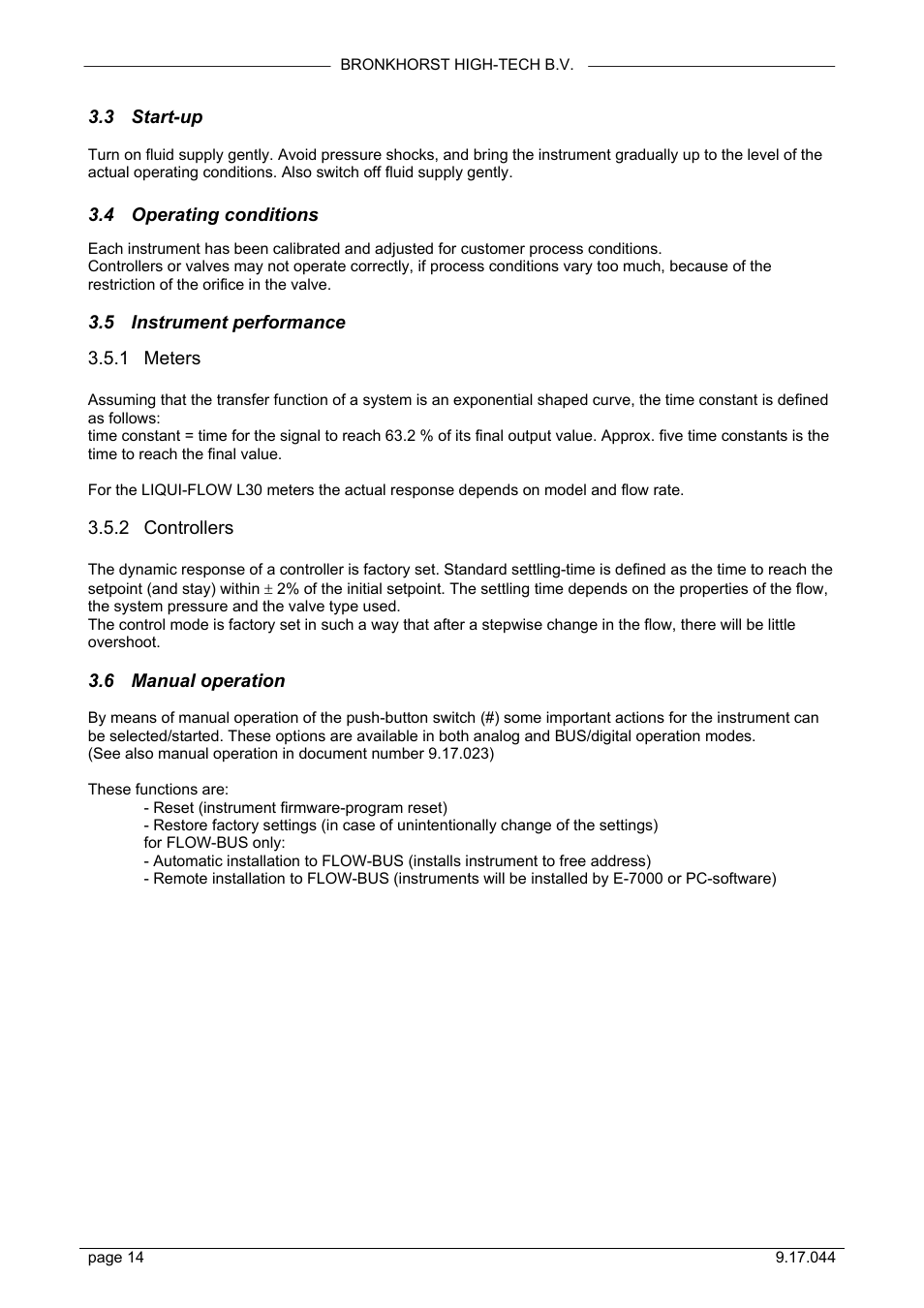 Bronkhorst LIQUI-FLOW L30 User Manual | Page 14 / 20