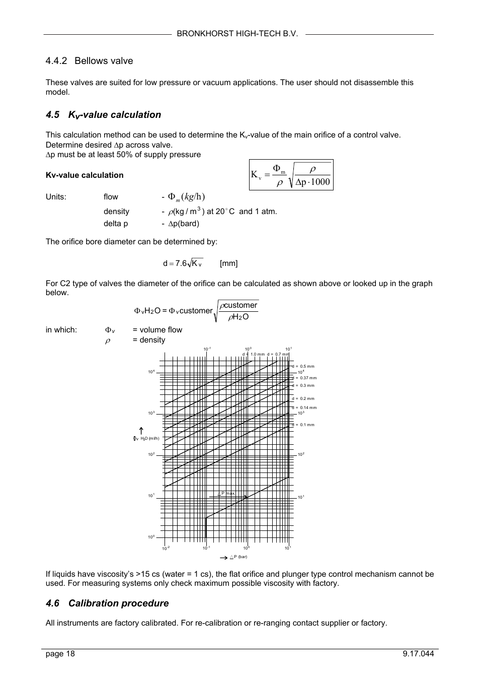 2 bellows valve, Value calculation, 1000 p k | H ( kg, 6 calibration procedure | Bronkhorst LIQUI-FLOW L30 User Manual | Page 18 / 20