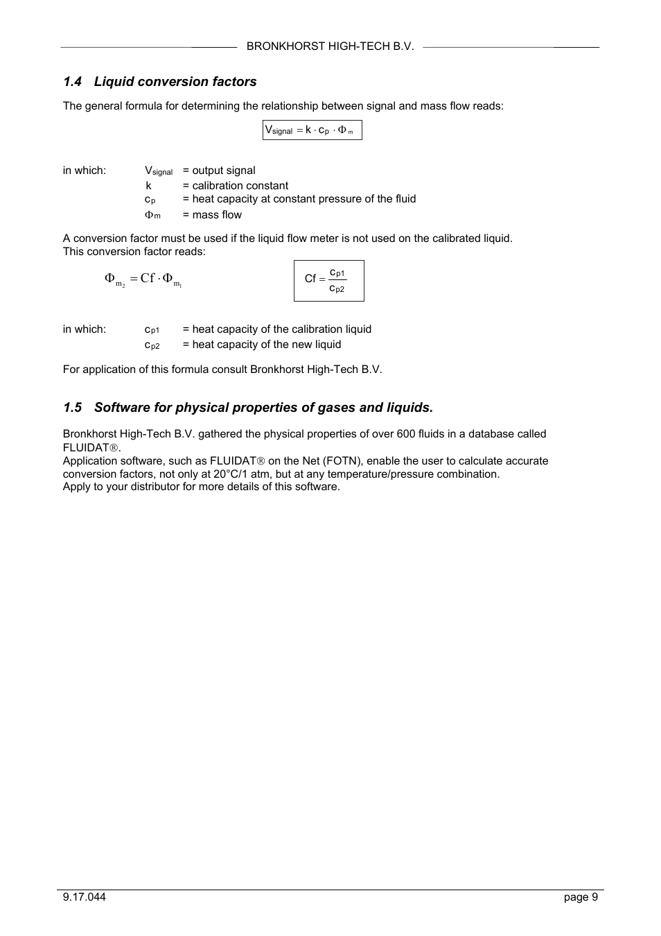 4 liquid conversion factors | Bronkhorst LIQUI-FLOW L30 User Manual | Page 9 / 20