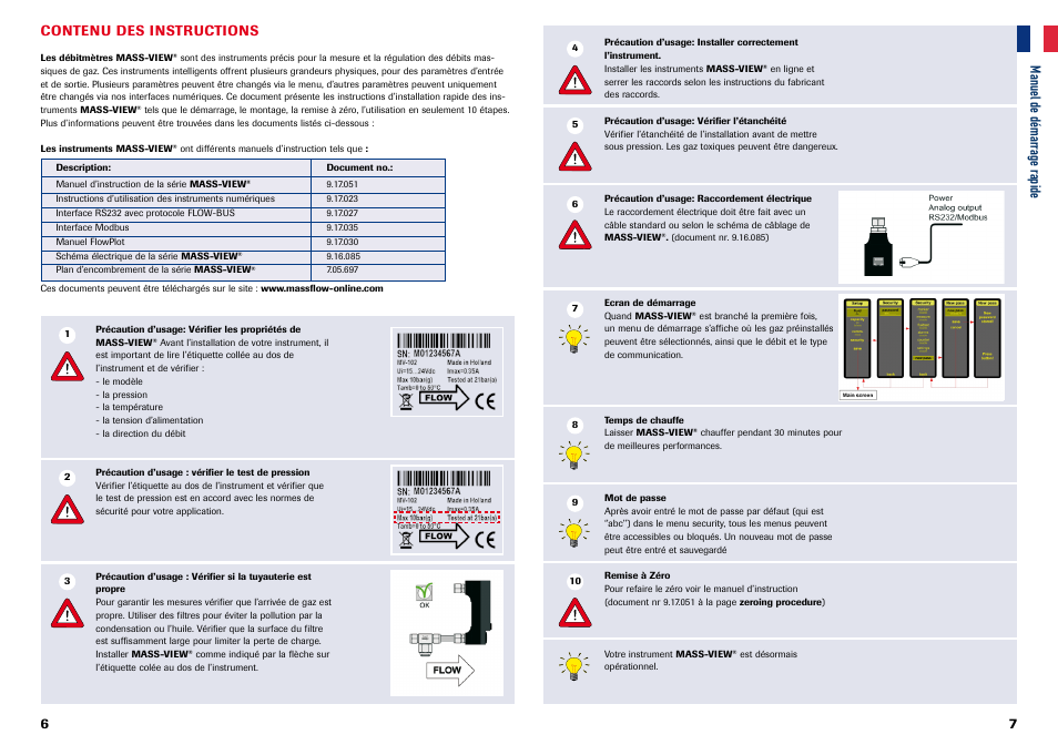 Contenu des instructions | Bronkhorst MASS-VIEW Series Quick Start User Manual | Page 4 / 7