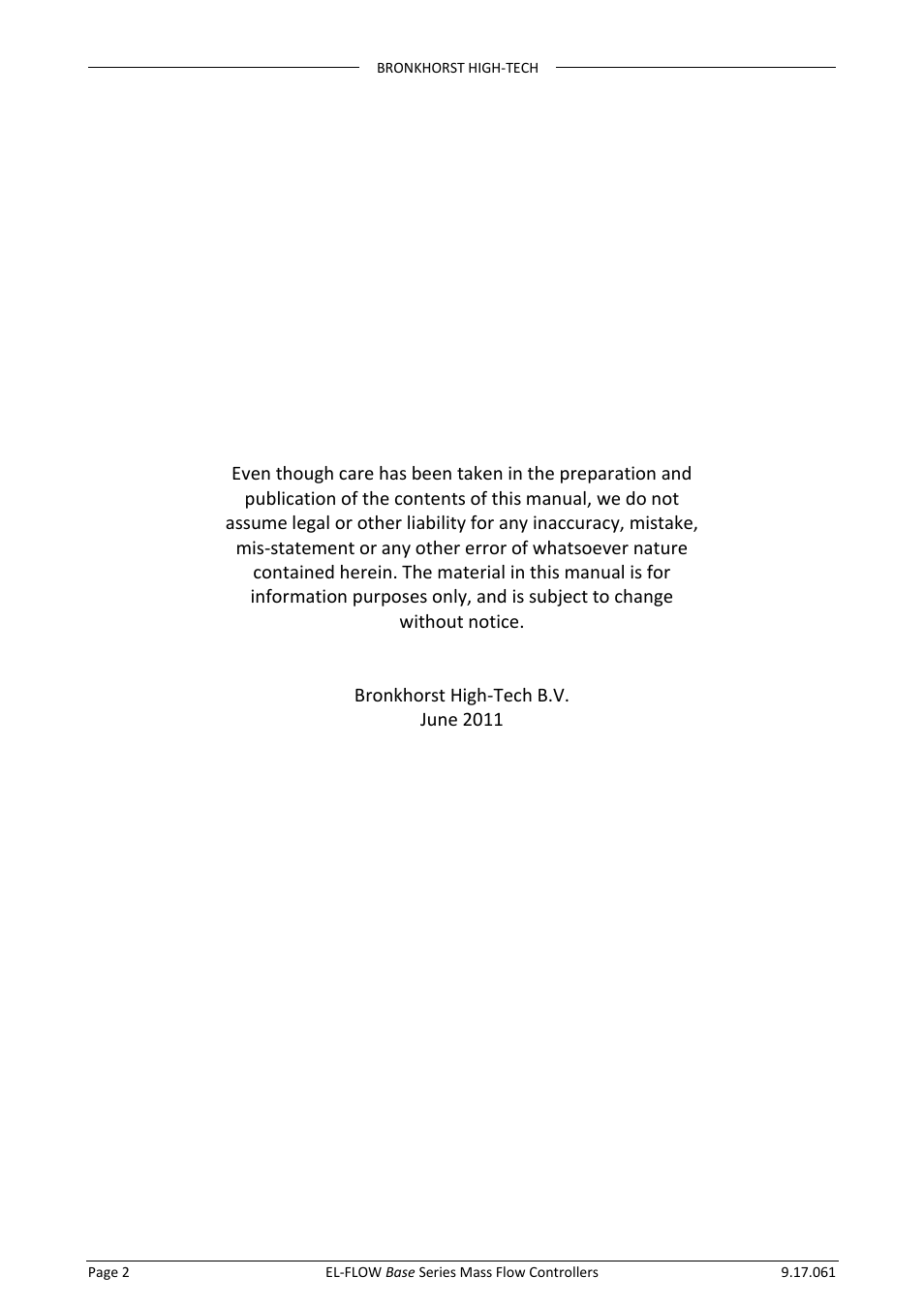 Bronkhorst EL-FLOW Base 2014 User Manual | Page 2 / 34