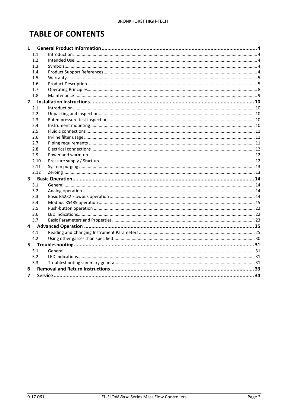 Bronkhorst EL-FLOW Base 2014 User Manual | Page 3 / 34