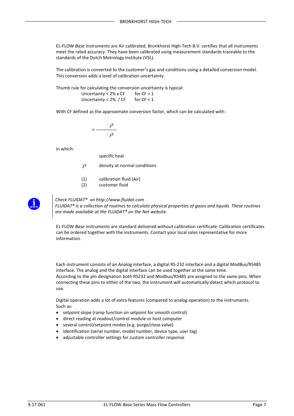 4 calibration, 5 features | Bronkhorst EL-FLOW Base 2014 User Manual | Page 7 / 34