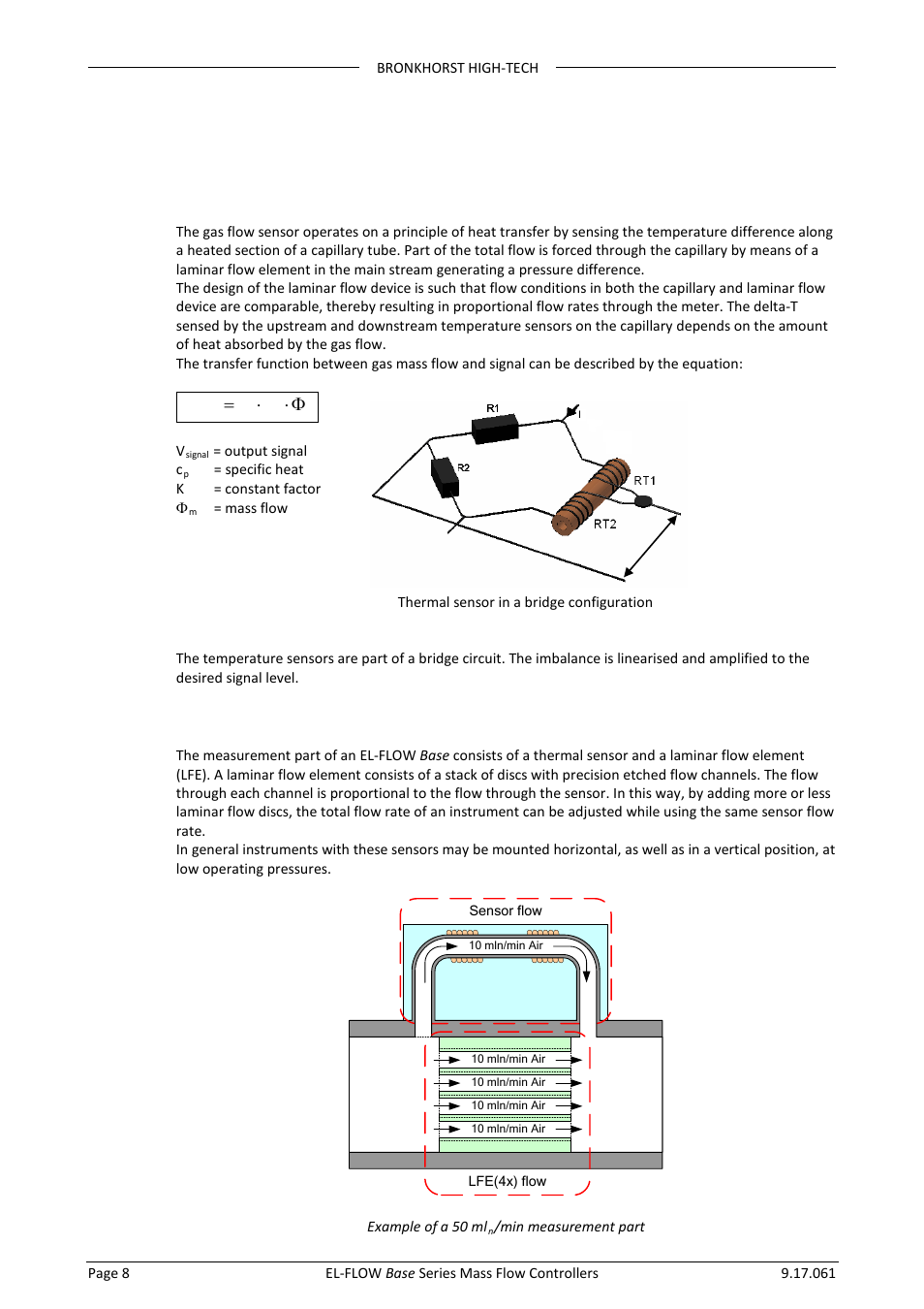 7 operating principles, 1 thermal gas flow sensor principle, 2 bypass principle | Ck v φ | Bronkhorst EL-FLOW Base 2014 User Manual | Page 8 / 34