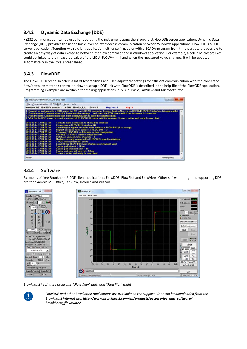 2 dynamic data exchange (dde), 3 flowdde, 4 software | Dynamic data exchange (dde), Flowdde, Software | Bronkhorst LIQUI-FLOW mini (from 01-07-2013) User Manual | Page 15 / 29