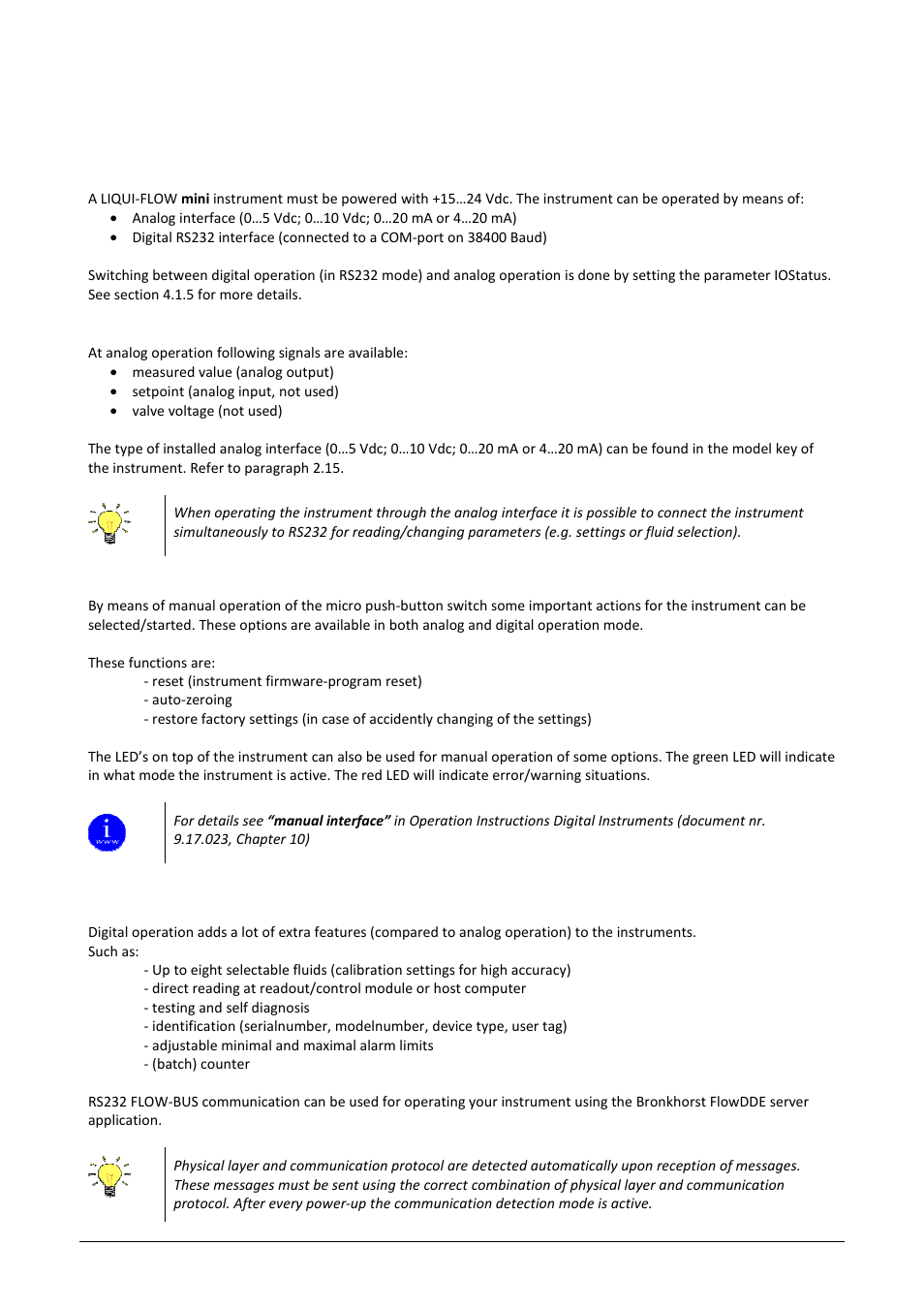 3 basic operation | Bronkhorst LIQUI-FLOW mini (till 01-07-2013) User Manual | Page 12 / 21