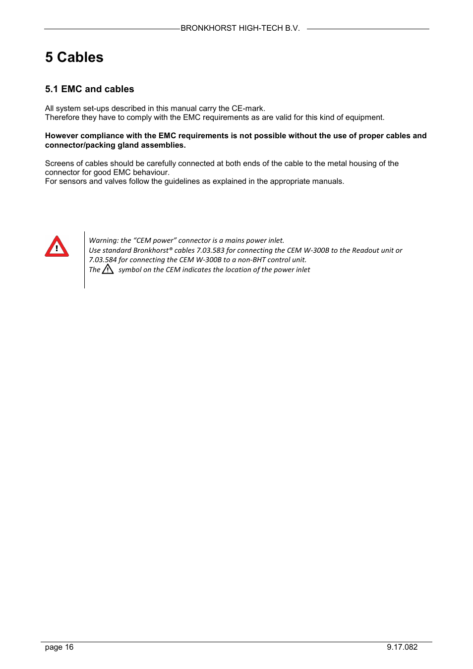 5 cables | Bronkhorst CEM W-300B User Manual | Page 16 / 23