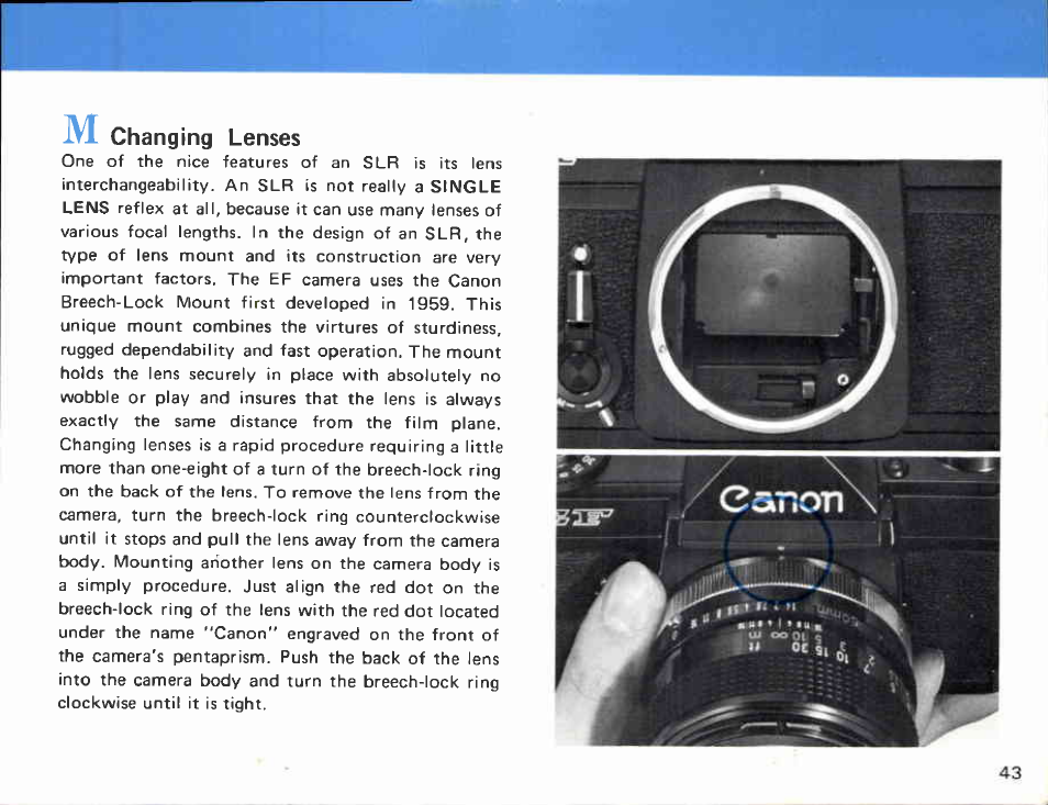 Setting the asa, E. setting the asa | Canon EF User Manual | Page 43 / 114