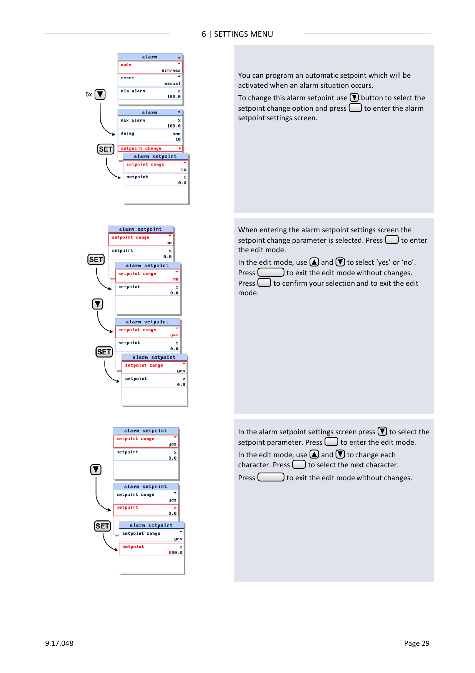 18 set setpoint at alarm, Set setpoint at alarm | Bronkhorst BRIGHT (V2.00 and higher) User Manual | Page 29 / 40