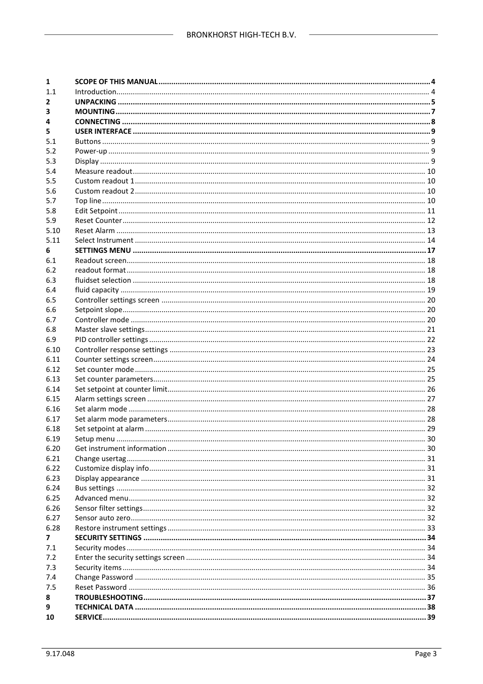 Bronkhorst BRIGHT (V2.00 and higher) User Manual | Page 3 / 40