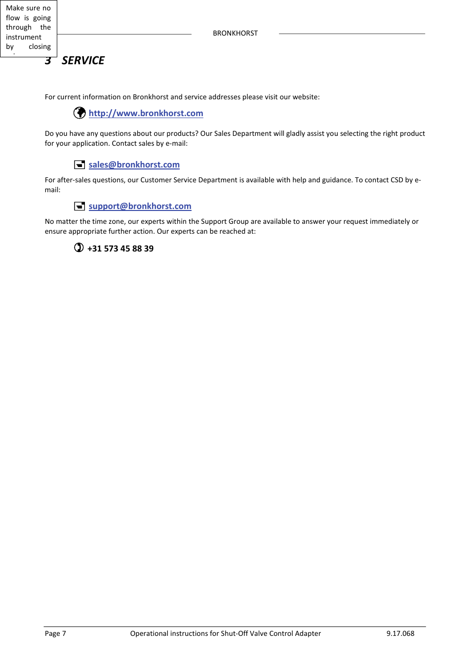 3 service, 3service | Bronkhorst Shut-Off Valve Control Adapter User Manual | Page 7 / 7