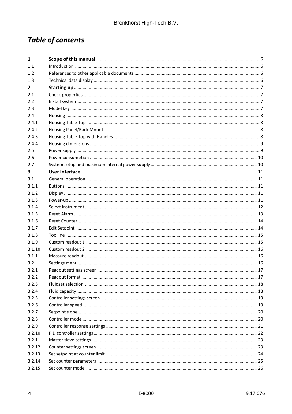 Bronkhorst E-8000 User Manual | Page 4 / 44