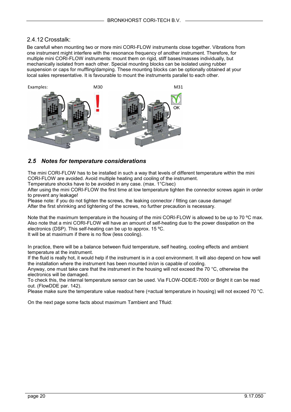 Crosstalk, Notes for temperature considerations | Bronkhorst Mini CORI-FLOW User Manual | Page 20 / 36